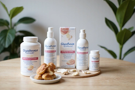 Variedad de productos GlucoFuerza juntos en una mesa